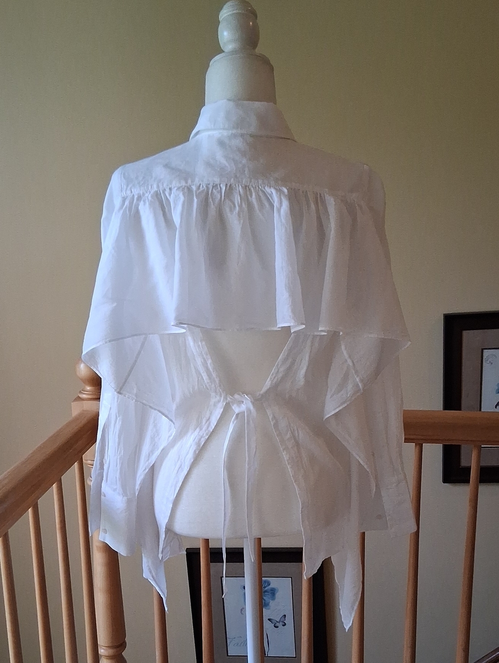 Robert Rodriguez 100% Cotton White Open-Back Tie Blouse